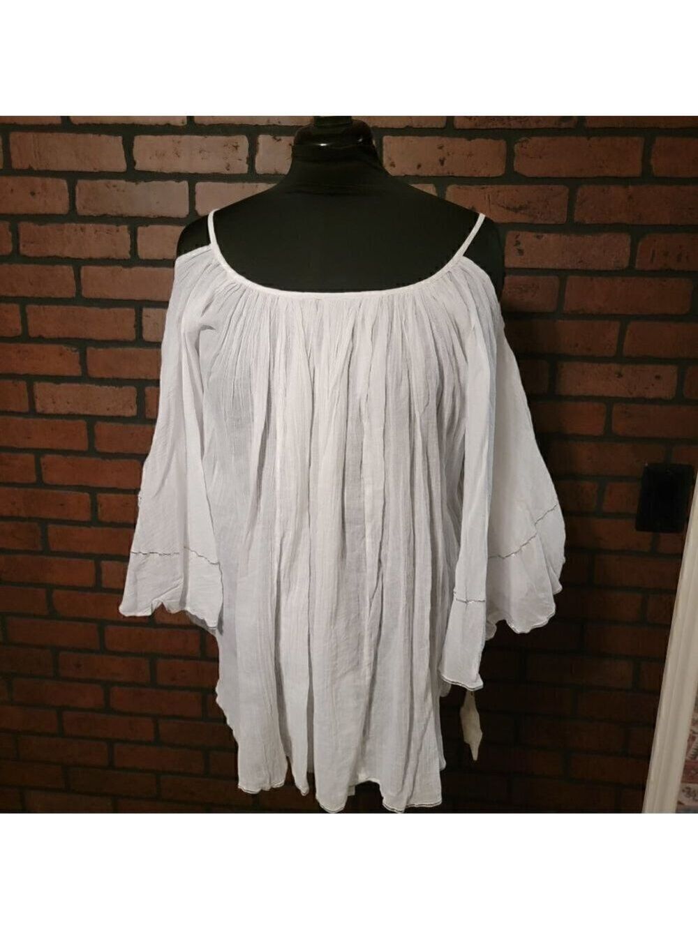 NWT Cousin Earl Could shoulder sheer white fabric with silver detailing.